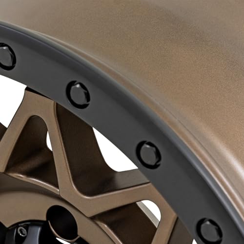 Rough Country 78 Series Aluminum Wheel - 17x8.5, 5x4.5 Bolt Pattern, +0mm Offset, Simulated Beadlock Design Bronze Wheel with Black Lip