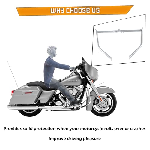 Kinglemc Crash Bar Engine Guard for Harley Touring(Chrome) - color: Chrome-Updated