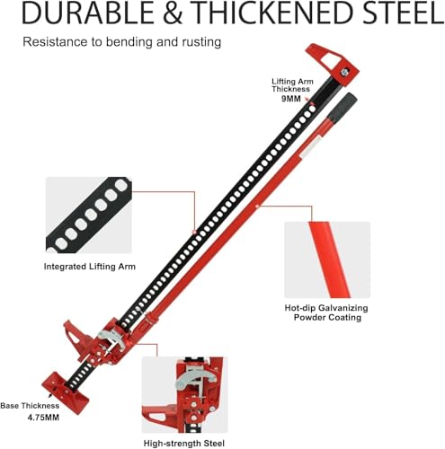 High Lift Farm Jack - 60" Ratcheting Off Road Utility Jacks with 7000 Lbs Capacity,Eavy-Duty Farm Jack Bumper Jacks for Tractor,Truck.Red