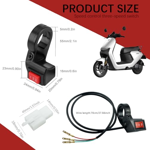 Motorcycle Handlebar Switch, Electric 3 Speed Handlebar Module Switch for Motorcycle E-Bike Scooter, 22mm 7/8in