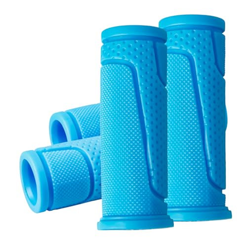 4 PCS Kids Bike Handlebar Grips | Black + Color Combo | 8 Options | Non-Slip 22.2mm 90mm Bicycle Grips for Kids Bikes & Scooters - color: Black + Blue