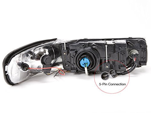 HEADLIGHTSDEPOT Chrome Housing Halogen Headlights Compatible With Lincoln Town Car 1998-2002 Includes Left Driver and Right Passenger Side Headlamps