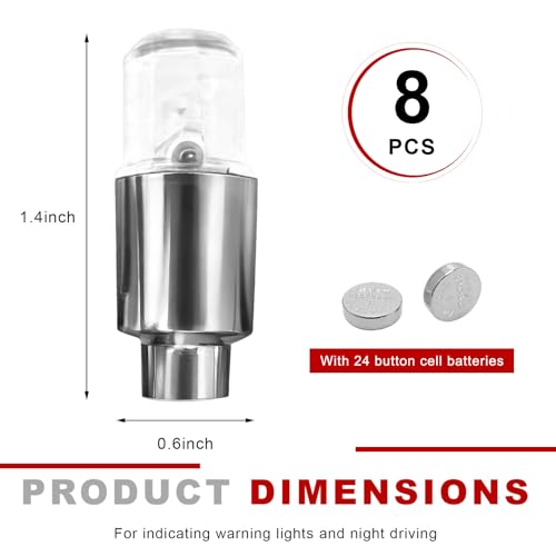 8 PCS LED Tire Valve Lights, Waterproof Car Neon Spoke Light Tire Valve Flash Lamp with Motion Sensor, Universal LED Wheel Stem Flashing Lamps for Cars Trucks Motorcycles (White) - color: White