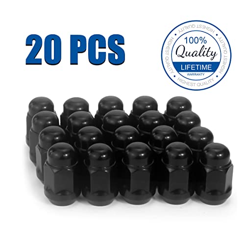 GAsupply 20pcs 1/2x20 Lug Nuts Black, 1.38" Tall 3/4" 19mm Hex Cone Seat - color: Black, size: 1/2"-20, style: 20 Pack