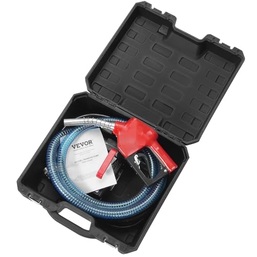 VEVOR Fuel Transfer Pump, 12V DC 10 GPM 1/4 HP, Portable Electric Diesel Transfer Pump with Automatic Shut-Off Fuel Nozzle, High Flow, Long Inlet & Outlet Hose for Diesel, Kerosene, Transformer Fuel - size: 12V 10GPM with Carry Case