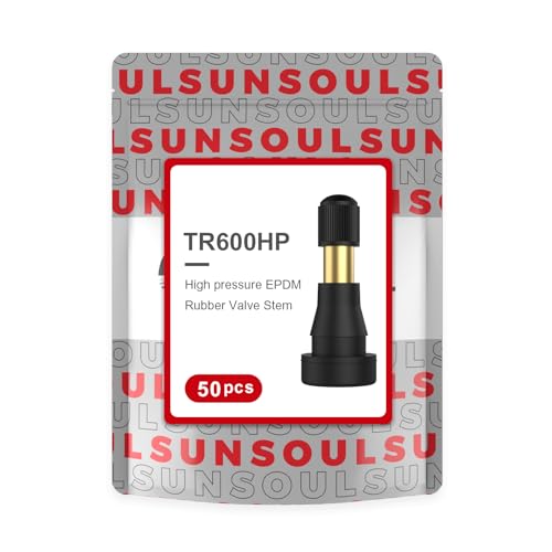 SUNSOUL TR600HP High Pressure Brass Stem EPDM Rubber Snap-in Tire Valves, Fit for 0.453 inch 11.5mm Rim Holes and for Most of Pick-up, Heavy-Duty Vehicles, Pack of 50pcs Valves - color: TR600HP-50pcs