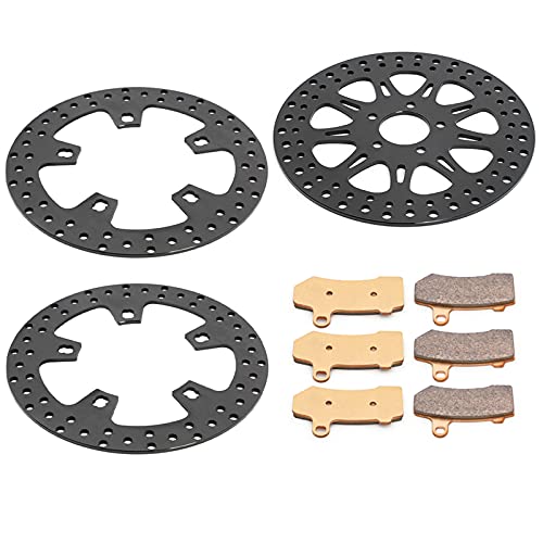 TOFR 11.8" Front Rear Brake Rotors with Pads for Harley Touring 2014-2023 - color: Black