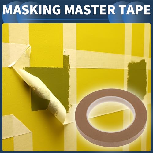 Masking Tape 0.5 Inch x 32.8 Yards Car Paint Painters Tape Brown - color: Brown, size: 0.5 Inches x 32.8 Yards