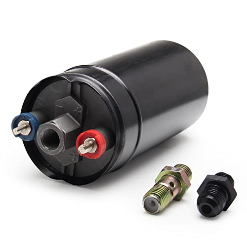 300LPH Inline Fuel Pump High Pressure 12V Electric Fuel Injection 10AN Inlet 8AN Outlet Universal High Flow External Fuel Pump Replace 580254044 HTRACING