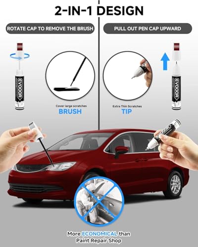 Red Hot(PR6/ZR6) Touch Up Paint Compatible with Chrysler Exact Match 2 in 1 Touch up Paint for Chips and Nicks Repair with 2pcs Disposable Micro Applicators - color: Red Hot(PR6/ZR6)