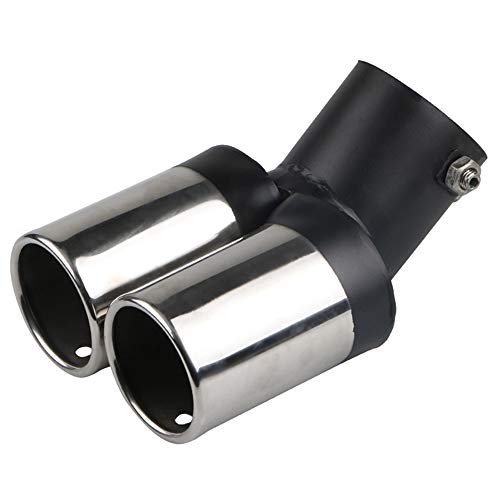 Stainless Steel Curved Type Double Tube Universal Car Vehicle Exhaust Muffler Steel Tail Pipe Fit Pipes Diameter 1.5" to 2.1"