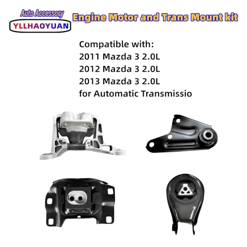 Yllhaoyuan Set of 4 Motor Mounts for Mazda 3 2.0L Automatic (2010-2013) - size: 2010-2013 Mazda 3 with 5 Speed 2.0L