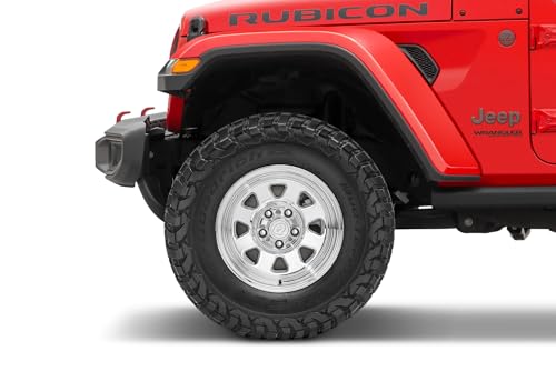 Quadratec CJ Retro 17x8.5 Aluminum Alloy Wheel - 5x5 Bolt Pattern - 5.2" Backspace - Fits Jeep Wrangler JK 2007-2018, JL 2018+ & Gladiator JT 2020+ - Classic Wagon Style (Chrome) - color: Chrome