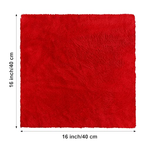 Shimeyao 30 Pcs 16 x 16 Inch Edgeless Microfiber Plush Towels for Cars Detailing Drying Wash Polishing Absorbent Cleaning Cloths, 500 GSM (Red) - color: Red, size: 16 x 16 Inch