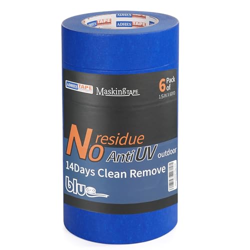 ADHES Blue Painters Tape Blue Tape Painting Tape for Walls,UV Anti - size: 38mm x 55m