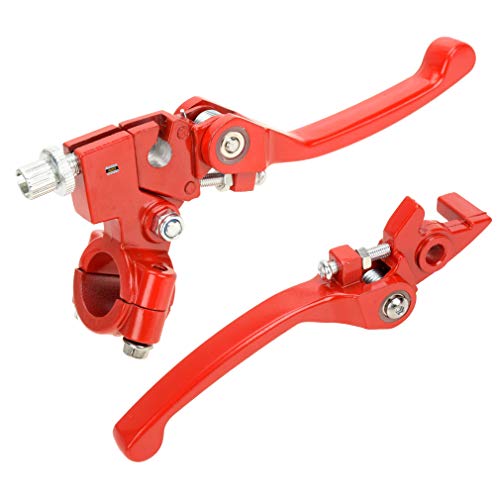 HIAORS Red Brake Folding Clutch Lever with Perch for 7/8" Handlebar 110cc 125cc SSR125 SSR70 TTR125 Xmotos Apollo Thumpstar 125 CRF50 XR klx 140 Chinese Pit Dirt Bike Motorcycle - color: Red
