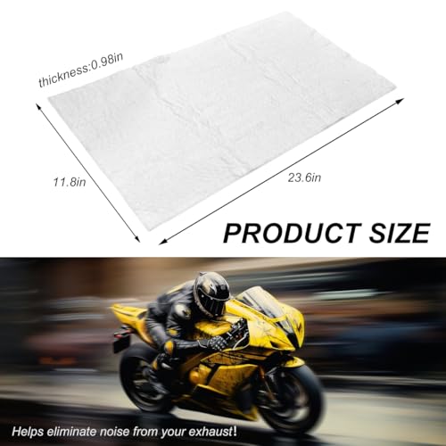 Muffler Mat, Motorcycle Fiberglass Exhaust Muffler Packing Insulation Mat, Exhaust Pipe Wrap Silencer for 2-Stroke 4-Stroke Motorcycle ATV Dirt Bike, Motorcycle Accessories (23.6×11.8×1.0 Inch) - color: 23.6×11.8×1.0 Inch