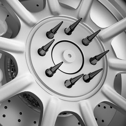 Dynofit 9/16-18 Spike Lug Nuts Compatible with Dodge Ram 1500 2002-2010 - color: Black, size: 9/16"-18 32pcs