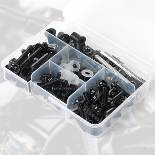 177Pcs Motorcycle Fairing Bolt Kit, Stainless Steel M5 M6 Black