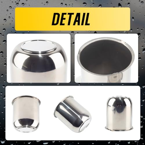 4Pcs 3.74" Stainless Trailer Wheel Center Caps, 4.33" H Chrome - color: Chrome, size: 3.74" Hub 4.33"H