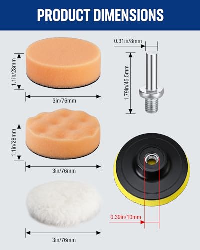 WORKPRO 3 Inch Drill Buffing Pad Kit - 11 Pcs Car Foam Polishing Pads Set