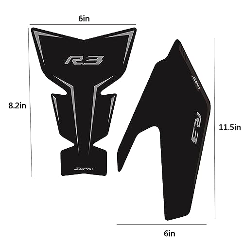 TZMAPU Motorcycle Fuel Tank Protector For Yamaha R3 Fuel Tank Pad Non-Slip Gas Tank Sticker Set Rubber Protection Pad (Black)