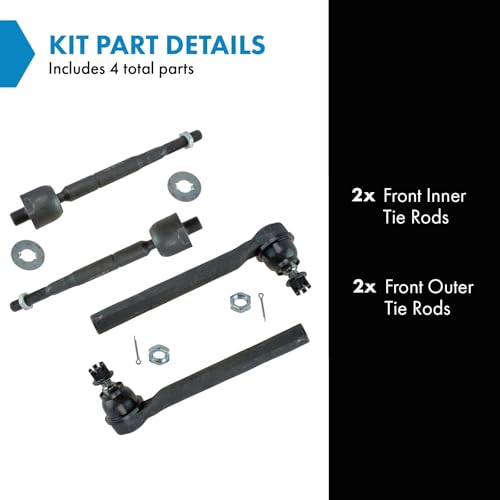TRQ Inner and Outer Driver and Passenger Side Tie Rod Set 4 Piece - style: PSA55437