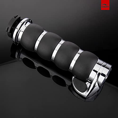 Motorcycle Hand Grips 1 Inch Handlebar Throttle Grips 25MM Chrome Black Aluminum Rubber Compatible with Harley Davidson Dyna Sportster Road King Street Glide Fat Boy Honda Shadow VTX - color: Chrome#2