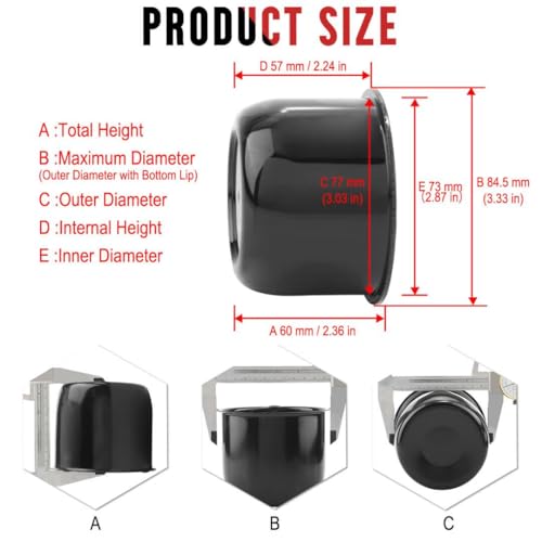 RTrhinotuning 4 Pack 3 inch Wheel Center Caps Plastic Push Through Center Caps Gloss Black Hub Caps for Trailers Trucks RVs - color: Black, size: 3.03" Hub 2.36" H
