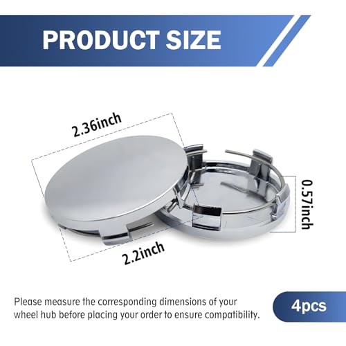 4 PCS Car Wheel Center Caps, 60MM/2.36In OD 56MM/2.2In ID, ABS Snap-in Vehicle Rim Hub Caps, Anti-Falling Rust-Proof Wheel Hub Decoration, Universal for SUV Sedan Truck(Silver) - color: silver