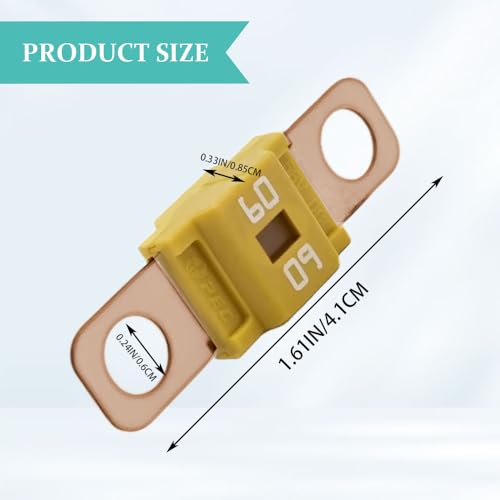 3PCS AMI/Midi Fuse, High Current 60A, Bolt-on Fuse Universal for Cars, Trucks, Construction Vehicles, Agricultural Machinery, Caravans, Passenger Cars, Electrocar Golf Cart (60A) - color: 60A
