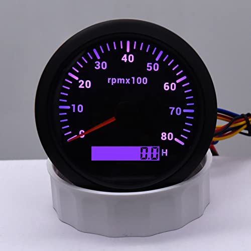 KAOLALI Tachometer Gauge Waterproof Boat Tachometer 85mm 3-3/8" - color: 8000RPM-Black