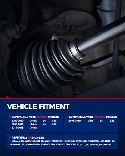 KAX CV Axle Front Driver and Passenger Side for Toyota & Pontiac - size: Front - 66-5224 66-5228