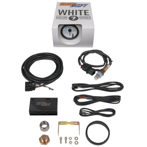 GlowShift White 7 Color Analog Wideband Air Fuel Gauge Kit, 2-1/16" 52mm