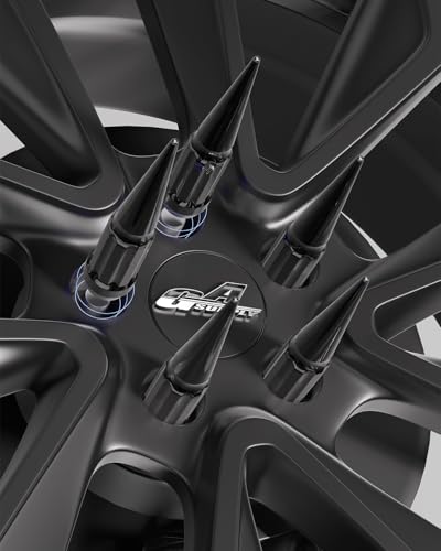 GAsupply 12x1.5 Spike Lug Nuts Spline Black, 4.4" Tall Conical Seat, 20pcs - color: Black, size: M12x1.5, style: 20 Pack - Spline
