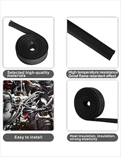 Fuel Line Heat Shield Wire Heat Shield Heat Shield Sleeve Auto Hose Spark Plug Wire Heat Shield diesel heater exhaust sleeve 2500 Degree for Car&Auto Wire Loom Brake Cable (3/4"IDX10',Black) - color: Black, size: 3/4" IDX10'