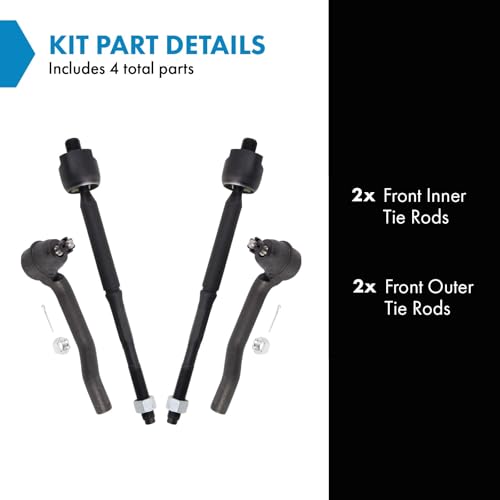 TRQ Front Inner and Outer Tie Rod Set 4 Piece - style: PSA57567