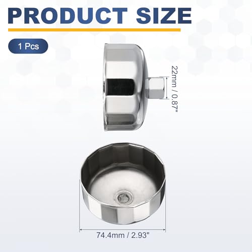 HARFINGTON Oil Filter Cap Wrench 14 Flute 74.4mm Inner Dia 1/2" - size: 74.4mm x 14 Flute(AB5603)