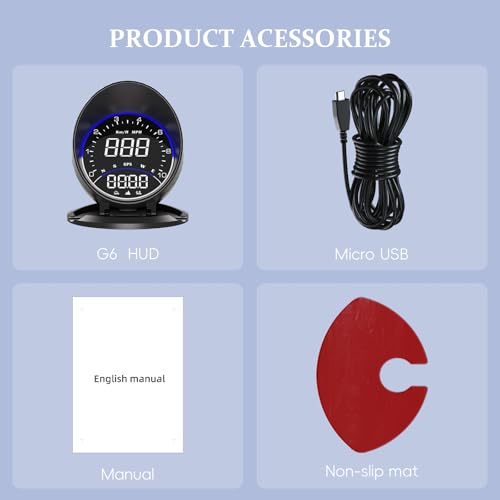 Liiiyuan G6 GPS Speedometer MPH with Speed, Heads up Display, Overspeed Warning, Fatigue Driving Alarm, Display Altitude, Time, Compass, and Distance