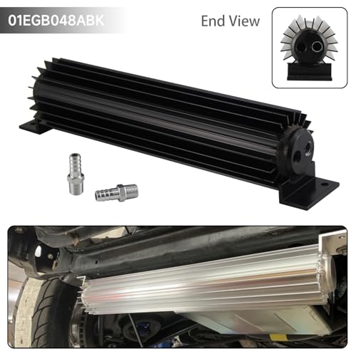 Universal 12'' Aluminum Dual Pass Finned Transmission Oil Cooler W/Fittings Black - color: Black, size: 12''