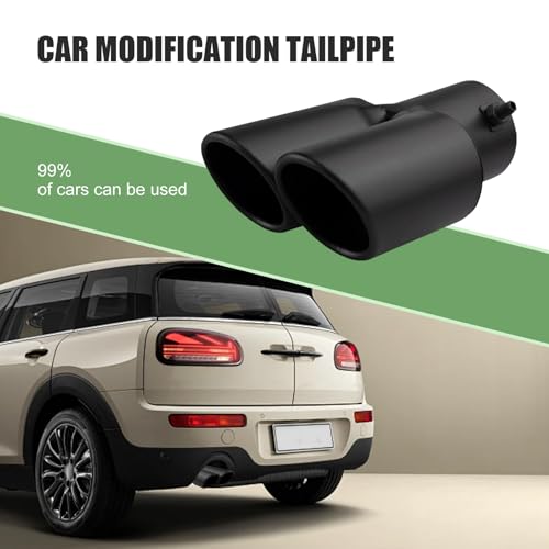 MLY Dual Exhaust Tip, 2.5'' Inlet/2.4'' Outlet Straight Exhaust Tip, Stainless Steel Muffler Tip with Screw, Universal Exhaust Tailpipe Tip for Cars (Black)