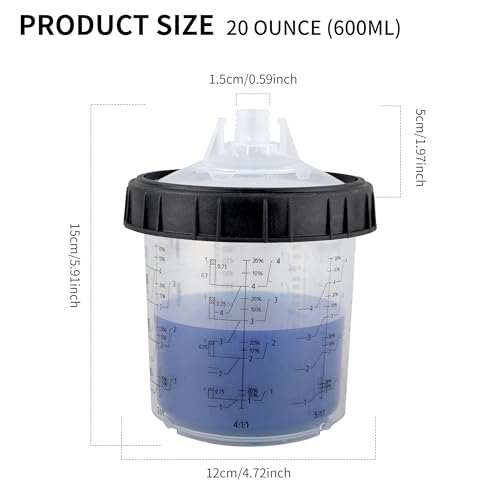 Disposable Paint Gun Cup, HVLP Paint Sprayer Gun Mixing Cups - size: 20 ounce