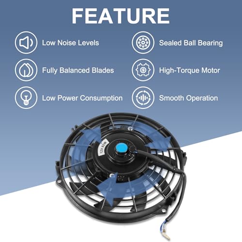 JDMSPEED New Universal Slim Fan Push/Pull Electric Radiator Cooling Engine Kit 12V 80W 9 Inch - color: Black, size: 9 Inch