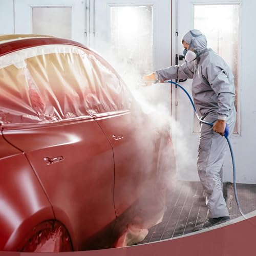 1 Pcs for Wall Covering Frames Cars Auto Body Paint Supplies Pre-Taped Masking Film Plastic Cover 1000x180cm / 32.81ftx70.87" Light Yellow White