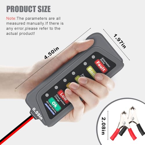 12V Car Battery Alternator Tester with 6 LED Indicator, Automotive Battery Analyzer Car Load Tester Indicator for Checking Vehicle Battery Condition & Alternator Charging System