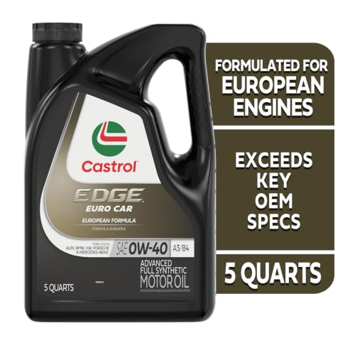 Castrol Edge Euro 0W-40 A3/B4 Advanced Full Synthetic Motor Oil, 5 Quarts - size: 5 Quart