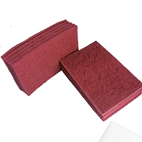 Tonmp 10 Pack 6" x 9" 400 Grit General Purpose Scuff Pads for Scuffing, Scouring, Sanding, Paint Primer Prep Adhesion Scratch - Surface Preparation Automotive Car Auto Body Woodworking (Red) - color: Red -400 Grit