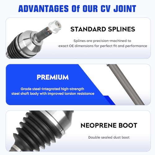 Front Left & Right CV Axle Shaft Kit for Nissan Altima 2.5L 2007-2012, for Rogue 2.5L 2008-2013, for Rogue Select 2014 2015, Automatic CVT Trans only, Replace for 66-6262 66-6264, 2 pack FWD Only