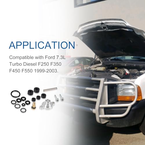 Fuel Relief Pressure Regulator Valve Cap Spring Seal Kit Compatible with Ford 7.3L F250 F350 F450 F550 Turbo Diesel 1999.5-2003