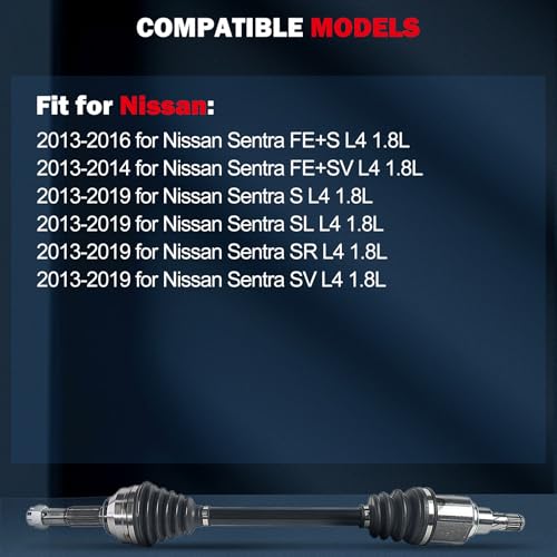 cciyu CV Axle Shaft Assembly for Nissan for Sentra 2013-2019 666437 - size: 17-9553